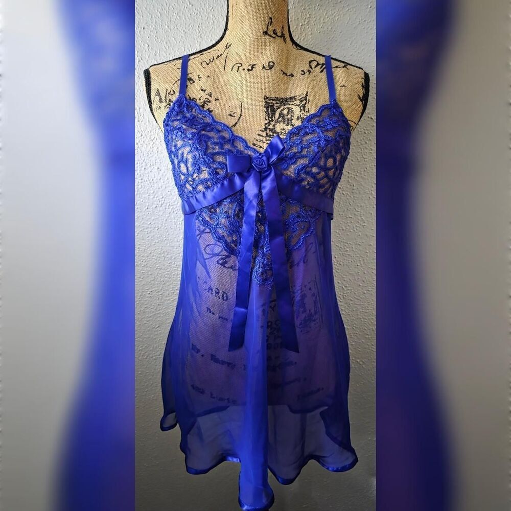 Vintage Seductivewear by Cinema Etoile Blue Lace Babydoll - Coquette Fairycore M
